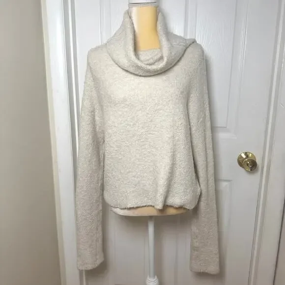 Free People Stormy Pullover Wool Alpaca Blend Sweater in Oatmeal Heather Size M - Picture 1 of 9